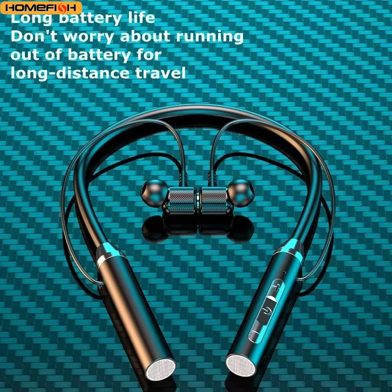 HOMEFISH Cuffie Bluetooth Neckband 9D Stereo Surround – Sport, Musica e Chiamate | Magnete Anti-Caduta