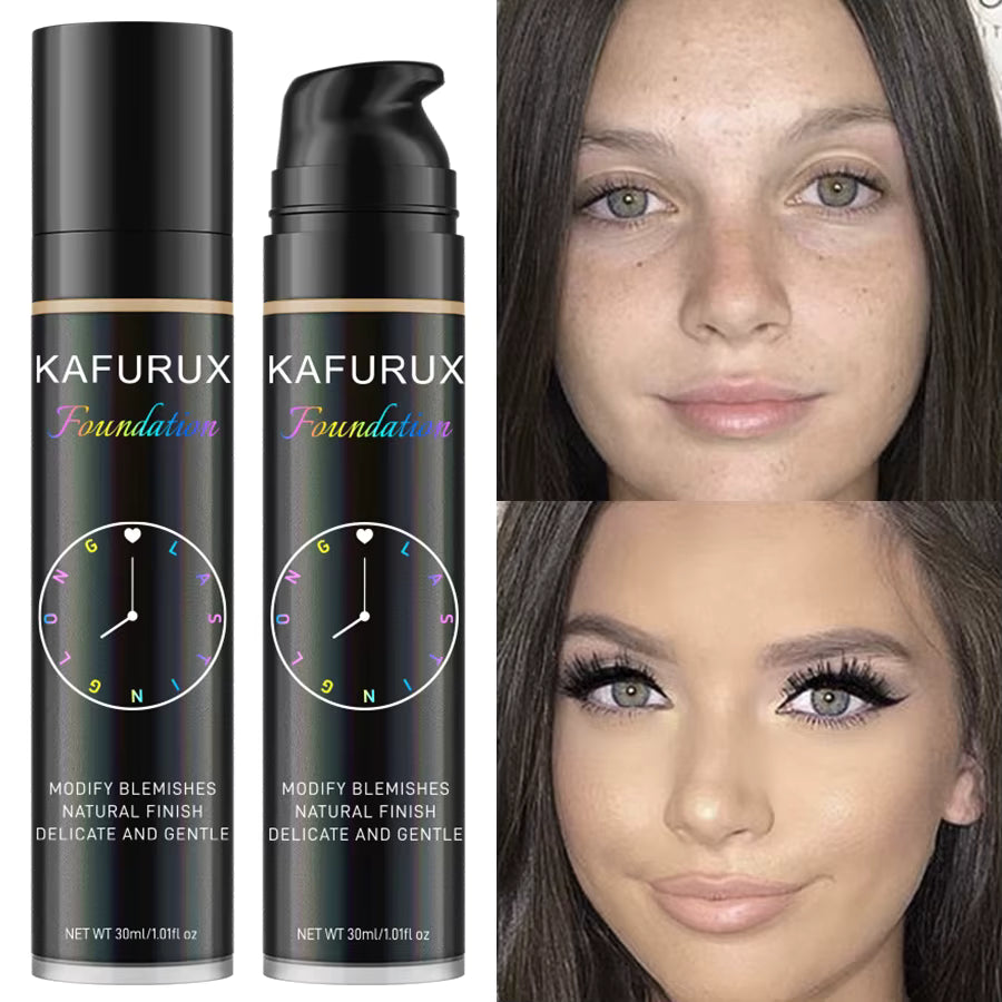 KAFURUX Foundation Coprente – Finish Naturale, Lunga Durata | Copre Imperfezioni e Rughe