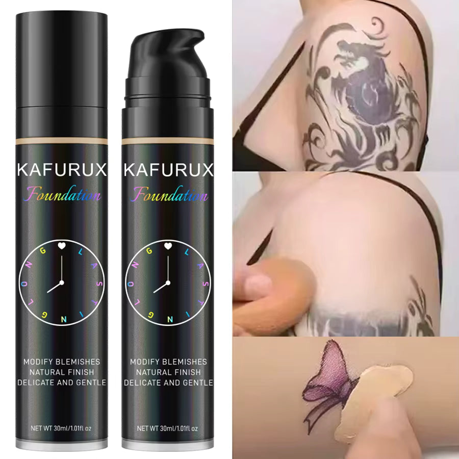 KAFURUX Foundation Coprente – Finish Naturale, Lunga Durata | Copre Imperfezioni e Rughe