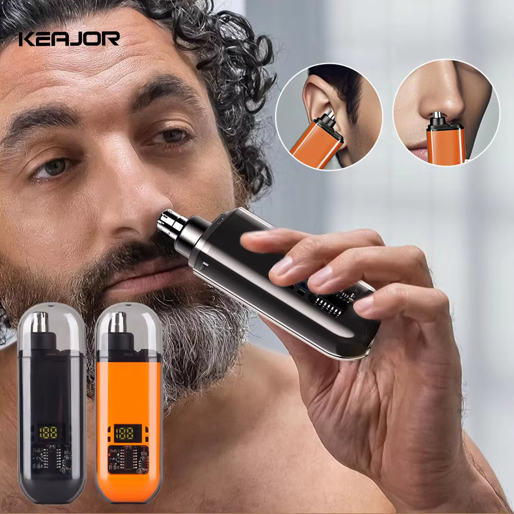 KEAJOR Regolapeli Naso e Orecchie con Display LED – 2 in 1 | Grooming Professionale