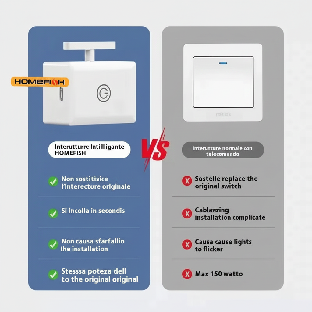 Interruttore Wireless Senza Fili — Telecomando Incluso | HOMEFISH