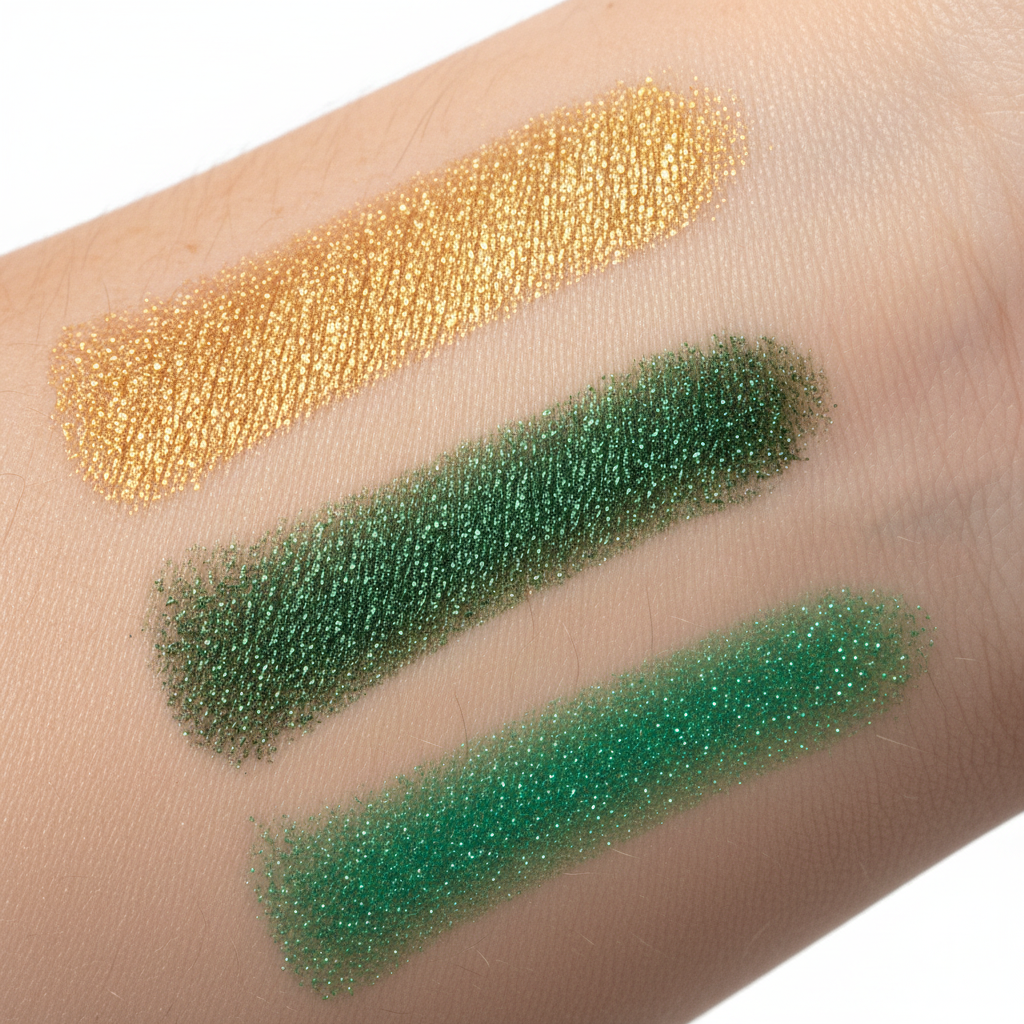 Swatches colori metallici su pelle
