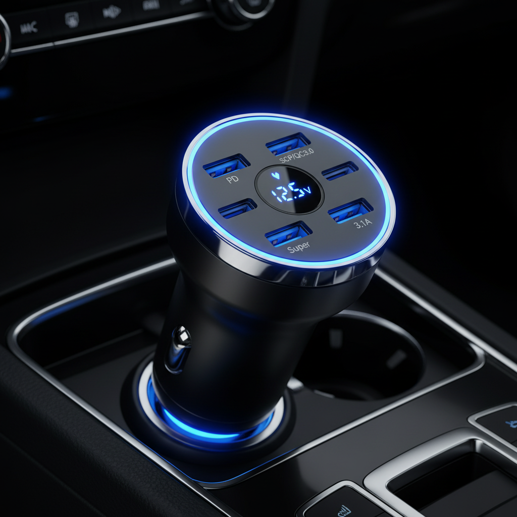 Caricatore in auto con LED blu