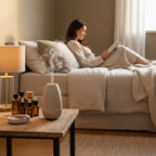 Diffusore aromi sul comodino in camera da letto