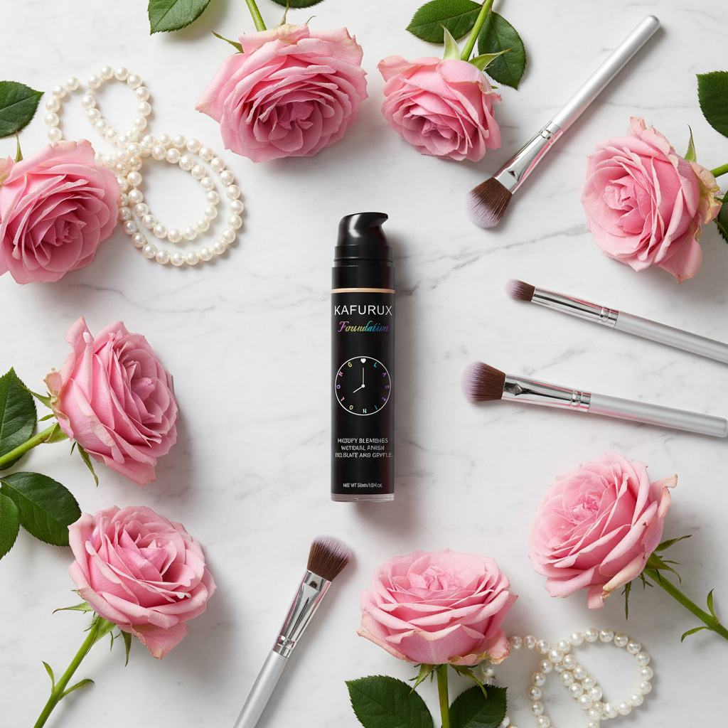 Flat lay beauty con rose