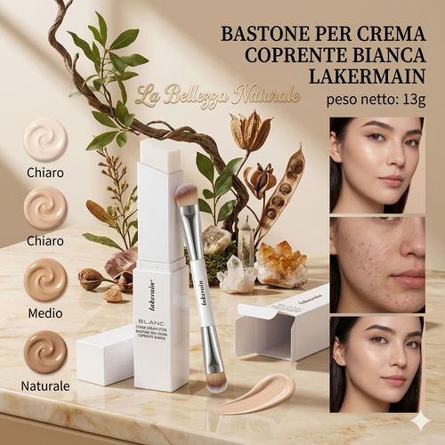 Lakerain™ Blanc Stick 2-in-1: Pelle Perfetta e Naturale in 30 Secondi