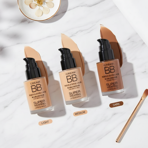 3 bottiglie BB cream su marmo